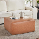 Square Faux Leather Ottoman