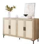 48" Rattan Buffet Cabinet with Adjustable Shelves