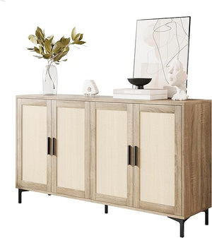 48" Rattan Buffet Cabinet with Adjustable Shelves