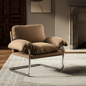 Velvet Accent Armchair with Removable Cushions