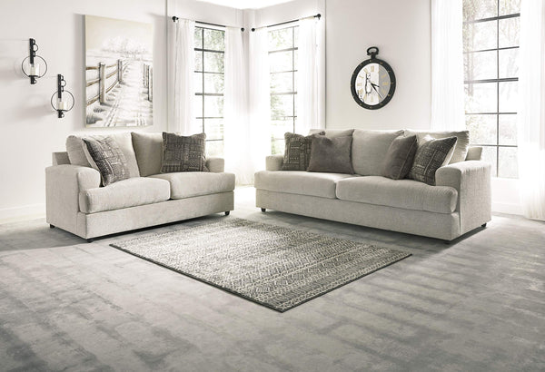 Contemporary Chenille Loveseat with Accent Pillows