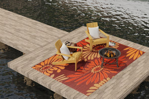 Reversible Outdoor Plastic Rug – Daisy Rust 6' x 9'
