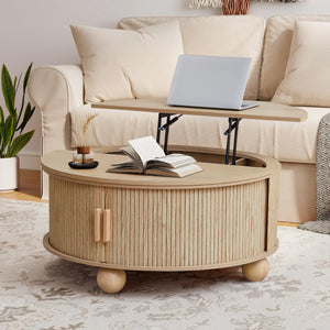 Round Lift-Top Coffee Table with Storage