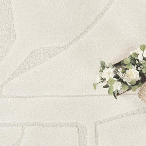 Cream Geometric Area Rug – Power-Loomed Polypropylene