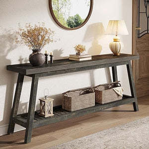 70.86-Inch 2-Tier Console Table – Farmhouse Entryway Sofa Table
