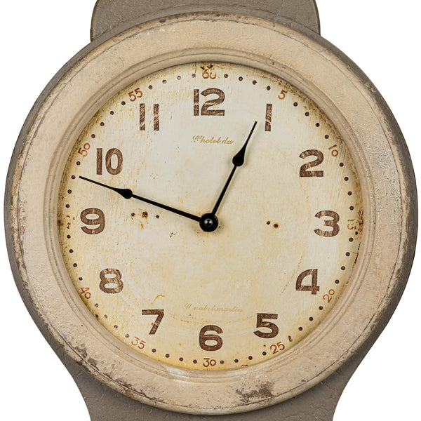 Distressed Grey Wood Grandfather Wall Clock