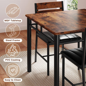 2-Person Dining Table Set with Upholstered Chairs