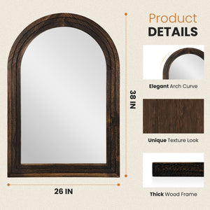 Arched Wood Frame Wall Mirror