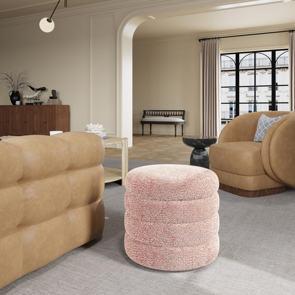 Round Storage Ottoman with Removable Lid – Upholstered Vanity Stool