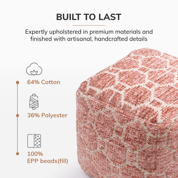 Round Pouf Ottoman Footrest – Cotton Polyester Floor Seating
