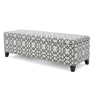 Fabric Storage Ottoman – Grey Geometric Patterned