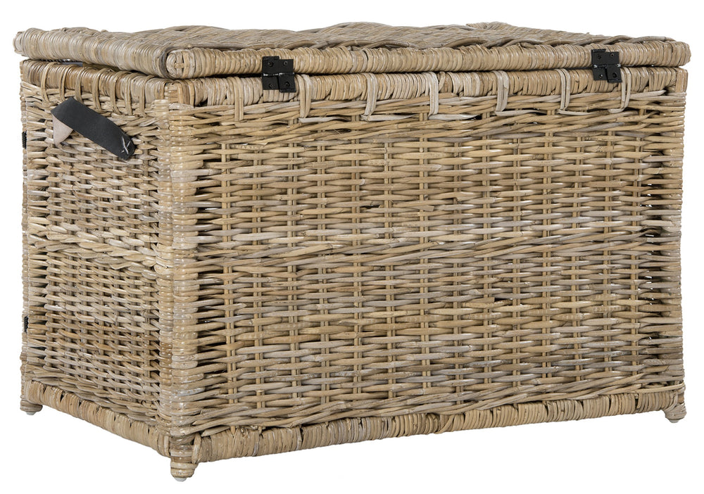 35" Wicker Storage Trunk – Collapsible Rattan Chest with Lid