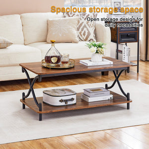 Coffee Table with Storage Shelf, 39" Retro Brown