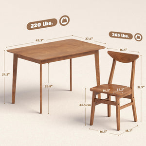 5-Piece Farmhouse Solid Wood Dining Table and Chair Set for 4