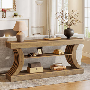 70.9" Farmhouse Console Table with 3-Tier Storage