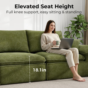 120" Modular Sectional Sofa with Ottoman – Deep Seat Cloud Couch