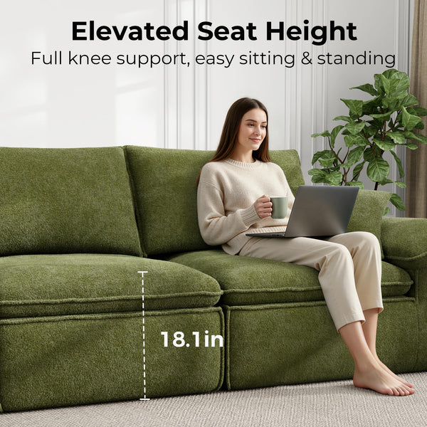 120" Modular Sectional Sofa with Ottoman – Deep Seat Cloud Couch