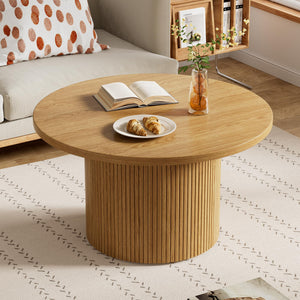 Round Wood Coffee Table 35.4"