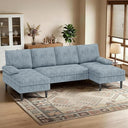U-Shaped Sectional Sofa with Double Chaise Lounge, 101" Chenille 4-Seat Couch