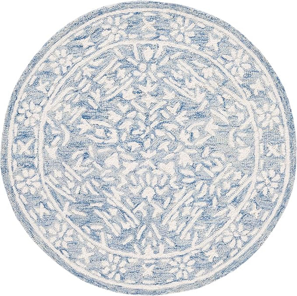 Micro-Loop Wool Area Rug – Blue & Ivory