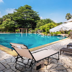 Oversized Folding Outdoor Chaise Lounge Chair with 5 Adjustable Positions