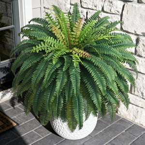 Large Artificial Boston Fern – UV Resistant Faux Fern for Outdoor & Indoor Decor