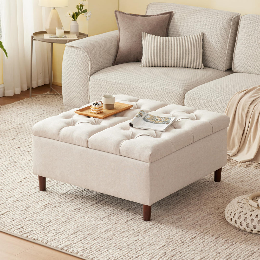 Large Square Lift-Top Storage Ottoman with Coffee Table