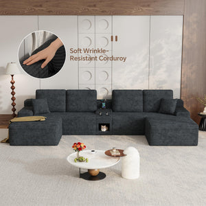 150" Oversized U-Shaped Modular Sectional Sofa, 6-Seater