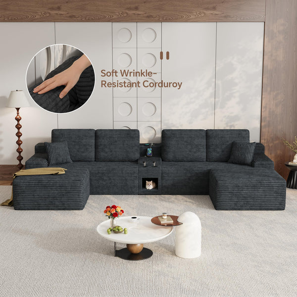 150" Oversized U-Shaped Modular Sectional Sofa, 6-Seater