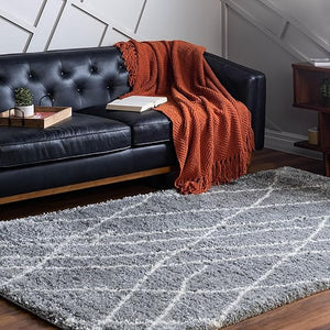 Soft Touch Shag Area Rug – Abstract Moroccan Pattern, 4x6