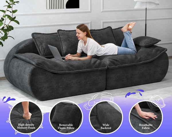 3-Seater Modular Sectional Sofa with Memory Foam — Dark Grey