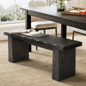 47-Inch Wooden Entryway Bench with Wavy Edge Design