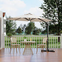 10 ft Cantilever Patio Umbrella with Solar LED Lights & 360° Rotation