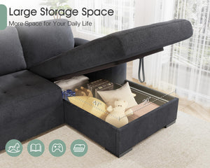 L-Shaped Sleeper Sofa with Storage Chaise