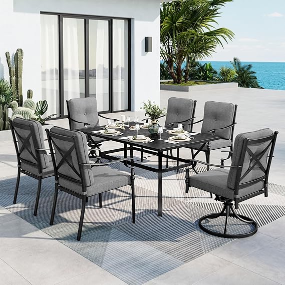 Round Patio Dining Set with Swivel Chairs