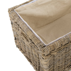 30" Wicker Storage Trunk with Removable Lid, Collapsible Rattan Chest