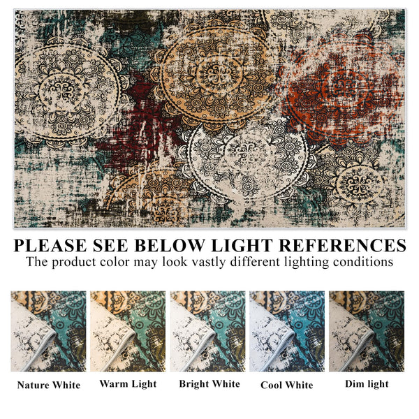 9x12 Abstract Area Rug – Washable, Non-Slip, Low Pile Polyester Carpet