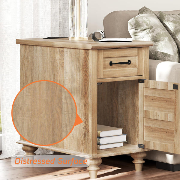 3-Piece Farmhouse Living Room Table Set with Charging Station