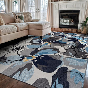 Nylon Area Rug 5'3" x 7'3" Rectangular – Floral Loop Pile, Non-Slip Backing