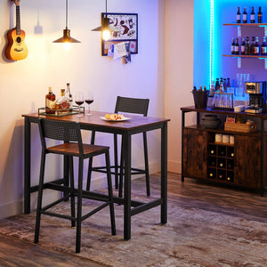 Industrial Bar Stools Set of 2 with Backrest