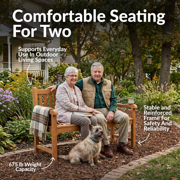 2-Person Teak Outdoor Garden Bench