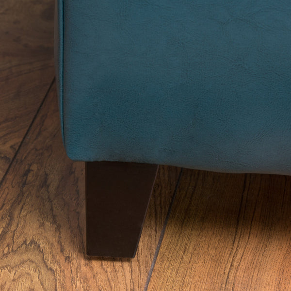 Teal PU Storage Ottoman
