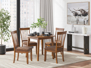 Spindle Back Dining Chairs Set of 2 with Upholstered Microfiber Seat