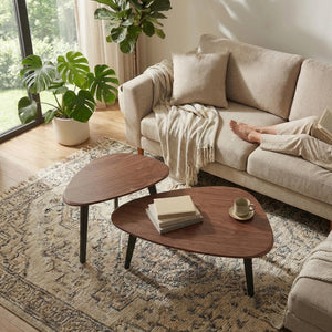 Nesting Coffee Table Set of 2 – Mid-Century Modern with Solid Wood Legs