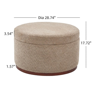 Round Chenille Storage Ottoman with Lift Lid