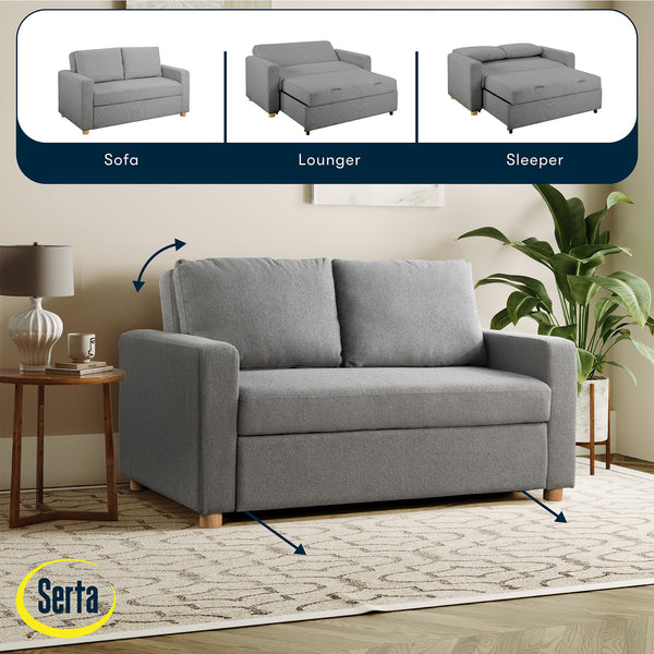 Convertible Sleeper Loveseat – Boucle Fabric, Pocket Coil Support