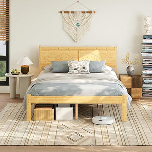 Bamboo Platform Bed Frame with Headboard