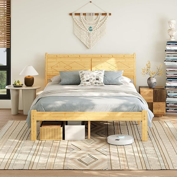 Bamboo Platform Bed Frame with Headboard