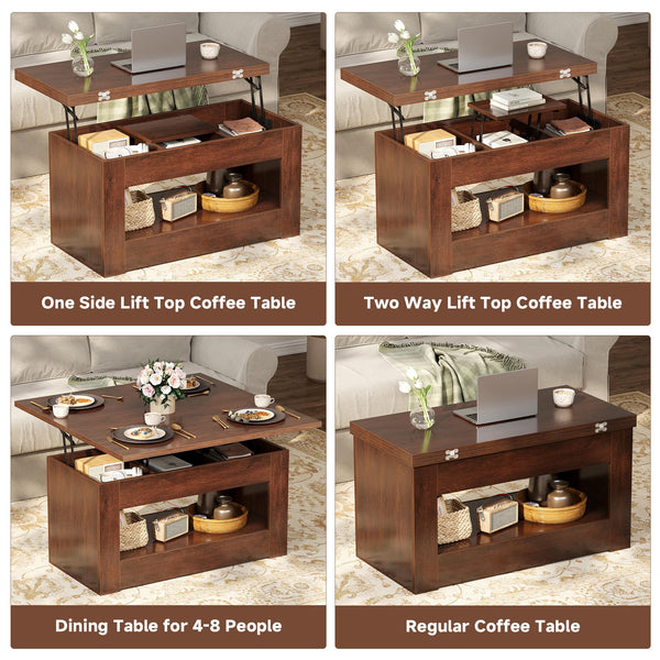 Lift Top Coffee Table 4-in-1 with Storage & Hidden Compartment