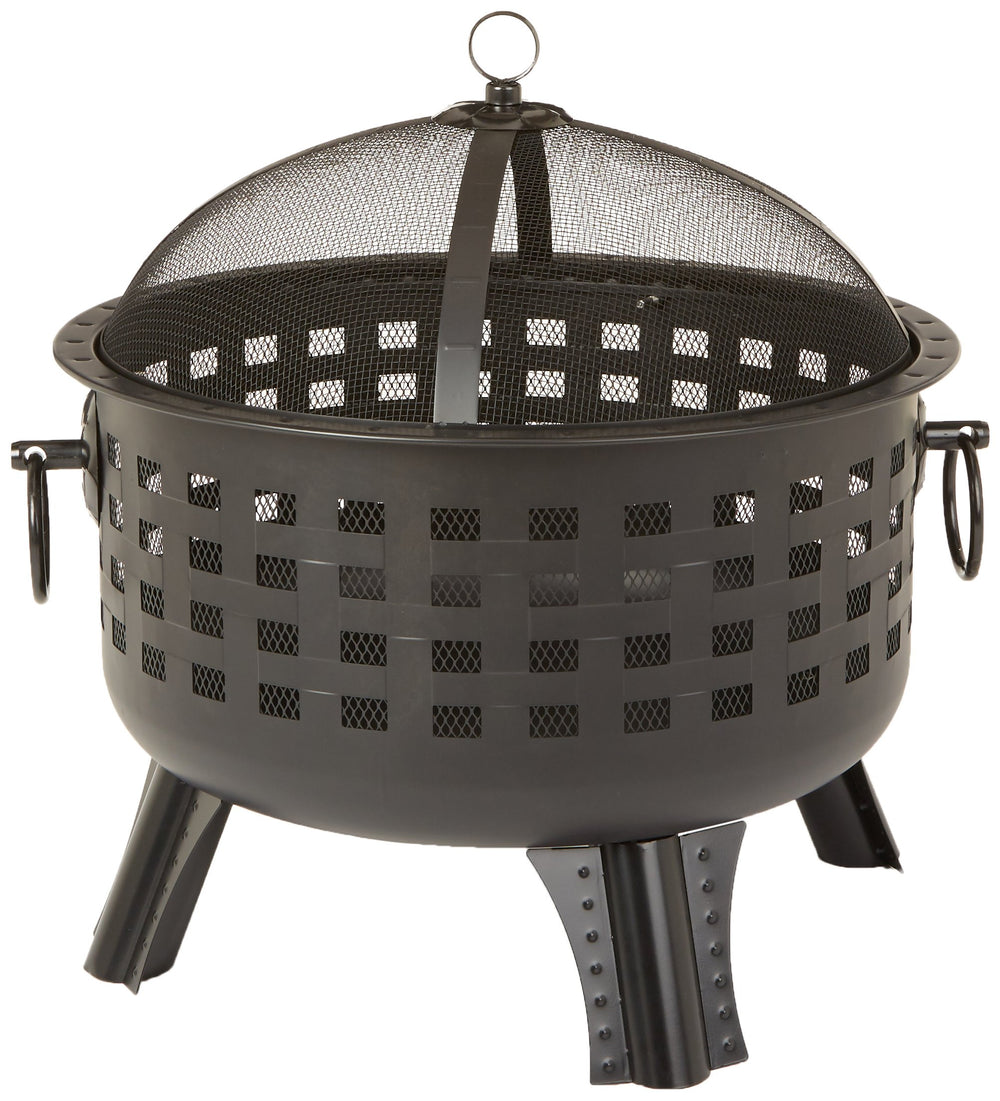 Round Steel Lattice Fire Pit with Spark Screen